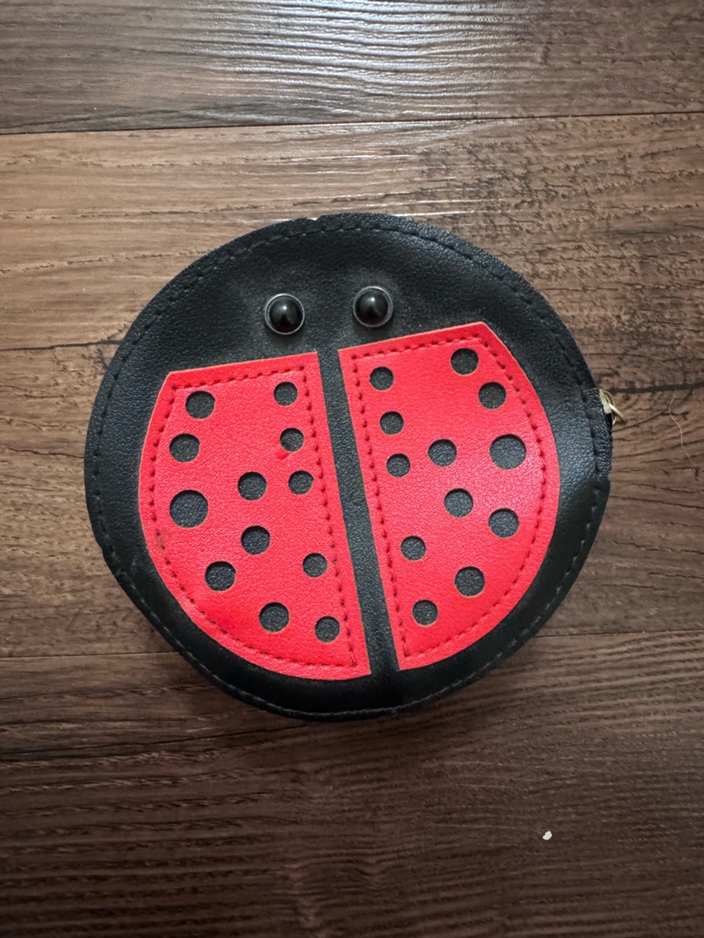 Ladybug Coin Purse Wallet - Black & Red Cute Zip Pocket